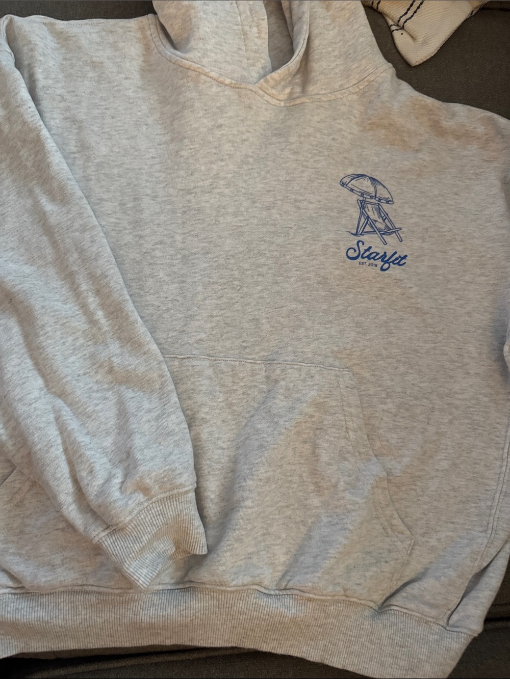 Starfit Women’s Light Gray Hoodie with Blue Logo